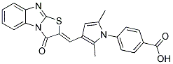 4-{2,5-DIMETHYL-3-[(Z)-(3-OXO[1,3]THIAZOLO[3,2-A]BENZIMIDAZOL-2(3H)-YLIDENE)METHYL]-1H-PYRROL-1-YL}BENZOIC ACID 结构式