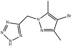 5-((4-溴-3,5-二甲基-1H-吡唑-1-基)甲基)-2H-四唑 结构式