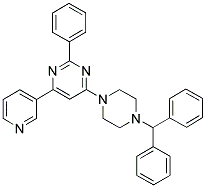 4-(4-Benzhydryl-piperazin-1-yl)-2-phenyl-6-pyridin-3-yl-pyrimidine 结构式