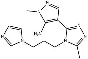 4-(4-[3-(1H-Imidazol-1-yl)propyl]-5-methyl-4H-1,2,4-triazol-3-yl)-1-methyl-1H-pyrazol-5-amine 结构式