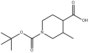 1-N-叔丁氧羰基-3-甲基-哌啶-4-羧酸 结构式