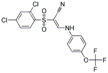 2-((2,4-DICHLOROPHENYL)SULFONYL)-3-((4-(TRIFLUOROMETHOXY)PHENYL)AMINO)PROP-2-ENENITRILE 结构式