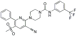 4-[3-CYANO-5-(METHYLSULFONYL)-6-PHENYLPYRIDIN-2-YL]-N-(3-(TRIFLUOROMETHYL)PHENYL)PIPERAZINE-1-CARBOXAMIDE 结构式