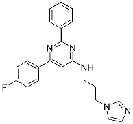 6-(4-FLUOROPHENYL)-N-[3-(1H-IMIDAZOL-1-YL)PROPYL]-2-PHENYLPYRIMIDIN-4-AMINE 结构式