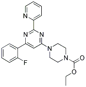 4-[6-(2-FLUORO-PHENYL)-2-PYRIDIN-2-YL-PYRIMIDIN-4-YL]-PIPERAZINE-1-CARBOXYLIC ACID ETHYL ESTER 结构式