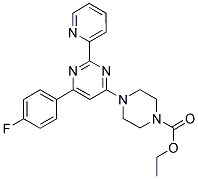 4-[6-(4-FLUORO-PHENYL)-2-PYRIDIN-2-YL-PYRIMIDIN-4-YL]-PIPERAZINE-1-CARBOXYLIC ACID ETHYL ESTER 结构式