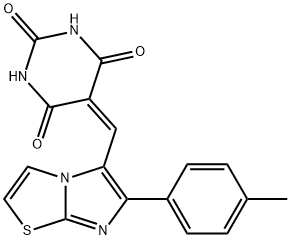 5-([6-(4-METHYLPHENYL)IMIDAZO[2,1-B][1,3]THIAZOL-5-YL]METHYLENE)-2,4,6(1H,3H,5H)-PYRIMIDINETRIONE 结构式