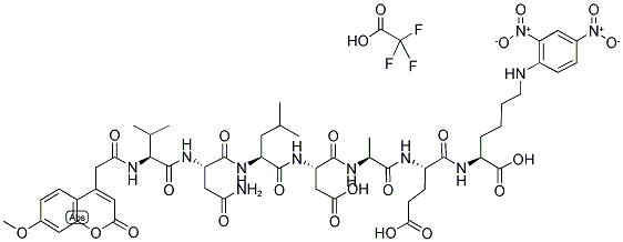 7-METHOXYCOUMARIN-4-ACETYL-[ASN670, LEU671]-AMYLOID BETA/A4 PRECURSOR PROTEIN 770 FRAGMENT 669-674-(2,4-DINITROPHENYL)LYS TRIFLUOROACETATE SALT 结构式