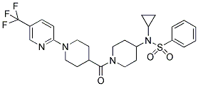 4-(CYCLOPROPYL(PHENYLSULFONYL)AMINO)-1-[(1-(5-(TRIFLUOROMETHYL)PYRIDIN-2-YL)PIPERIDIN-4-YL)CARBONYL]PIPERIDINE 结构式