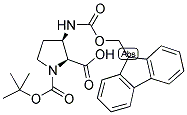 (R)-(-)-1-(tert-Butoxycarbonyl)-3-N-(9-fluorenylmethoxycarbonyl)aminopyrrolidine 结构式