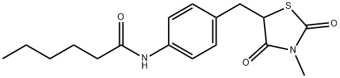 N-(4-[(3-METHYL-2,4-DIOXO-1,3-THIAZOLAN-5-YL)METHYL]PHENYL)HEXANAMIDE 结构式