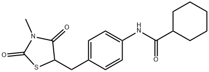 N-(4-[(3-METHYL-2,4-DIOXO-1,3-THIAZOLAN-5-YL)METHYL]PHENYL)CYCLOHEXANECARBOXAMIDE 结构式