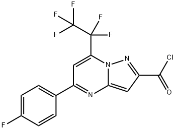 5-(4-氟苯基)-7-(全氟乙基)吡唑并[1,5-A]嘧啶-2-碳酰氯 结构式