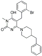 4-(4-BENZYL-PIPERIDIN-1-YL)-5-(2-BROMO-BENZYL)-6-HYDROXY-1-METHYL-1H-PYRIMIDIN-2-ONE 结构式