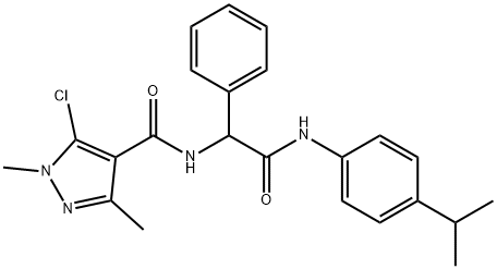 5-CHLORO-N-[2-(4-ISOPROPYLANILINO)-2-OXO-1-PHENYLETHYL]-1,3-DIMETHYL-1H-PYRAZOLE-4-CARBOXAMIDE 结构式