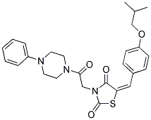 (E)-5-(4-Isobutoxybenzylidene)-3-(2-oxo-2-(4-phenylpiperazin-1-yl)ethyl)thiazolidine-2,4-dione 结构式