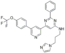 (3-IMIDAZOL-1-YL-PROPYL)-(2-PHENYL-6-[5-(4-TRIFLUOROMETHOXY-PHENYL)-PYRIDIN-3-YL]-PYRIMIDIN-4-YL)-AMINE 结构式