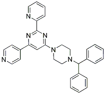 4-(4-BENZHYDRYL-PIPERAZIN-1-YL)-6-PYRIDIN-4-YL-2-PYRIDIN-2-YL-PYRIMIDINE 结构式