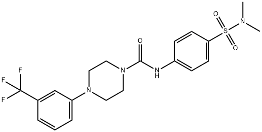 N-(4-[(DIMETHYLAMINO)SULFONYL]PHENYL)-4-[3-(TRIFLUOROMETHYL)PHENYL]TETRAHYDRO-1(2H)-PYRAZINECARBOXAMIDE 结构式