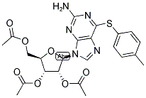 2-AMINO-6-CHLORO-[(4-METHYLPHENYL)THIO]-9-(2',3',5'-TRI-O-ACETYL-BETA-D-RIBOFURANOSYL)PURINE 结构式