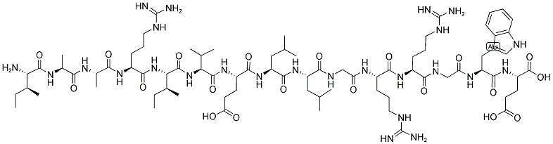 H-ILE-ALA-ALA-ARG-ILE-VAL-GLU-LEU-LEU-GLY-ARG-ARG-GLY-TRP-GLU-OH 结构式