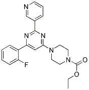 4-[6-(2-FLUORO-PHENYL)-2-PYRIDIN-3-YL-PYRIMIDIN-4-YL]-PIPERAZINE-1-CARBOXYLIC ACID ETHYL ESTER 结构式