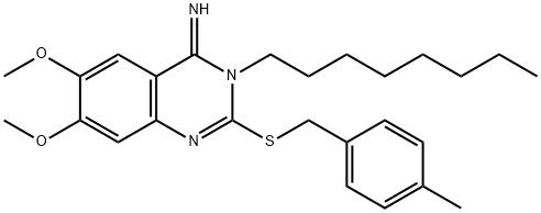 6,7-Dimethoxy-2-[(4-methylbenzyl)sulfanyl]-3-octyl-4(3H)-quinazolinimine 结构式