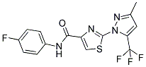 N-(4-FLUOROPHENYL)-2-[3-METHYL-5-(TRIFLUOROMETHYL)-1H-PYRAZOL-1-YL]-1,3-THIAZOLE-4-CARBOXAMIDE 结构式