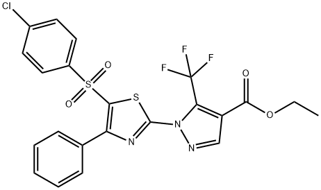 ETHYL 1-(5-[(4-CHLOROPHENYL)SULFONYL]-4-PHENYL-1,3-THIAZOL-2-YL)-5-(TRIFLUOROMETHYL)-1H-PYRAZOLE-4-CARBOXYLATE 结构式