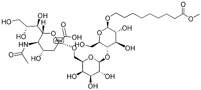 8-METHOXYCARBONYLOCTYL 5-ACETAMIDO-3,5-DI-DEOXY-D-GLYCERO-ALPHA-D-GALACTO-2-NONULOPYRANOSYL(2-6)-BETA-D-GALACTOPYRANOSYL(1-4)-BETA-D-GLUCOPYRANOSIDE 结构式