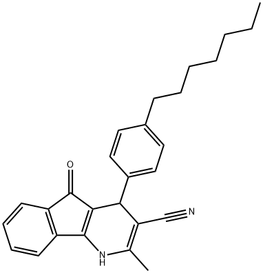 4-(4-HEPTYLPHENYL)-2-METHYL-5-OXO-4,5-DIHYDRO-1H-INDENO[1,2-B]PYRIDINE-3-CARBONITRILE 结构式