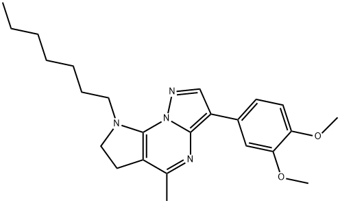 3-(3,4-DIMETHOXYPHENYL)-8-HEPTYL-5-METHYL-7,8-DIHYDRO-6H-PYRAZOLO[1,5-A]PYRROLO[3,2-E]PYRIMIDINE 结构式