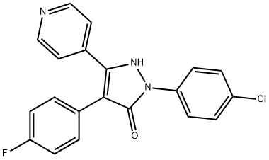 2-(4-CHLOROPHENYL)-4-(4-FLUOROPHENYL)-5-PYRIDIN-4-YL-1,2-DIHYDROPYRAZOL-3-ONE 结构式