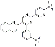 2-[4-(3-(TRIFLUOROMETHYL)PHENYL)-2-(6-(TRIFLUOROMETHYL)PYRIDIN-3-YL)PYRIMIDIN-5-YL]QUINOLINE 结构式