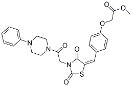 (E)-METHYL 2-(4-((2,4-DIOXO-3-(2-OXO-2-(4-PHENYLPIPERAZIN-1-YL)ETHYL)THIAZOLIDIN-5-YLIDENE)METHYL)PHENOXY)ACETATE 结构式