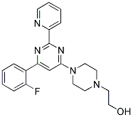 2-(4-[6-(2-FLUOROPHENYL)-2-PYRIDIN-2-YLPYRIMIDIN-4-YL]PIPERAZIN-1-YL)ETHANOL 结构式