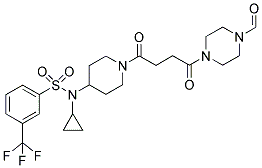 4-[4-(4-(CYCLOPROPYL((3-(TRIFLUOROMETHYL)PHENYL)SULPHONYL)AMINO)PIPERIDIN-1-YL)-1,4-DIOXOBUTYL]PIPERAZINE-1-CARBOXALDEHYDE 结构式