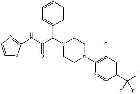2-(4-[3-CHLORO-5-(TRIFLUOROMETHYL)-2-PYRIDINYL]PIPERAZINO)-2-PHENYL-N-(1,3-THIAZOL-2-YL)ACETAMIDE 结构式
