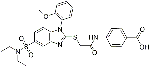 4-[2-[5-DIETHYLSULFAMOYL-1-(2-METHOXY-PHENYL)-1H-BENZOIMIDAZOL-2-YLSULFANYL]-ACETYLAMINO]-BENZOIC ACID 结构式