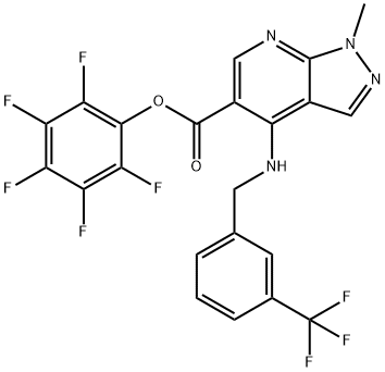 2,3,4,5,6-PENTAFLUOROPHENYL 1-METHYL-4-([3-(TRIFLUOROMETHYL)BENZYL]AMINO)-1H-PYRAZOLO[3,4-B]PYRIDINE-5-CARBOXYLATE 结构式