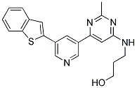 3-((6-[5-(1-BENZOTHIEN-2-YL)PYRIDIN-3-YL]-2-METHYLPYRIMIDIN-4-YL)AMINO)PROPAN-1-OL 结构式