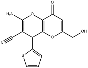 2-AMINO-6-(HYDROXYMETHYL)-8-OXO-4-(2-THIENYL)-4,8-DIHYDROPYRANO[3,2-B]PYRAN-3-CARBONITRILE 结构式