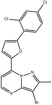 3-BROMO-7-[5-(2,4-DICHLOROPHENYL)-2-FURYL]-2-METHYLPYRAZOLO[1,5-A]PYRIMIDINE 结构式