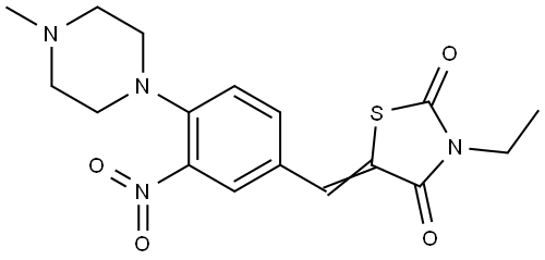 3-Ethyl-5-((E)-[4-(4-methylpiperazino)-3-nitrophenyl]methylidene)-1,3-thiazolane-2,4-dione 结构式