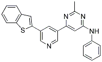 6-[5-(1-Benzothien-2-yl)pyridin-3-yl]-2-methyl-N-phenylpyrimidin-4-amine 结构式