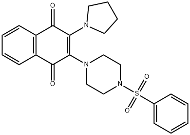 2-(4-(PHENYLSULFONYL)PIPERAZIN-1-YL)-3-(PYRROLIDIN-1-YL)NAPHTHALENE-1,4-DIONE 结构式