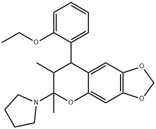 1-[8-(2-乙氧基苯基)-7,8-二氢-6,7-二甲基-6H-1,3-二恶茂[4,5-G][1]苯并吡喃-6-基]吡咯烷 结构式