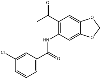 N-(6-Acetyl-1,3-benzodioxol-5-yl)-3-chlorobenzenecarboxamide 结构式