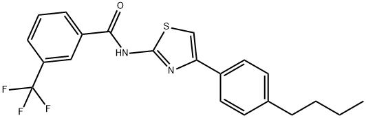 N-[4-(4-BUTYLPHENYL)-1,3-THIAZOL-2-YL]-3-(TRIFLUOROMETHYL)BENZENECARBOXAMIDE 结构式