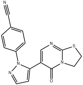 4-(5-(5-氧代-2,3-二氢-5H-噻唑并[3,2-A]嘧啶-6-基)-1H-吡唑-1-基)苯甲腈 结构式